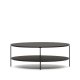 KAVE HOME Fideia salongbord, m. 1 hylle, oval - matt sort glass og metall (110x65)