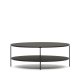 KAVE HOME Fideia salongbord, m. 1 hylle, oval - matt sort glass og metall (110x65)