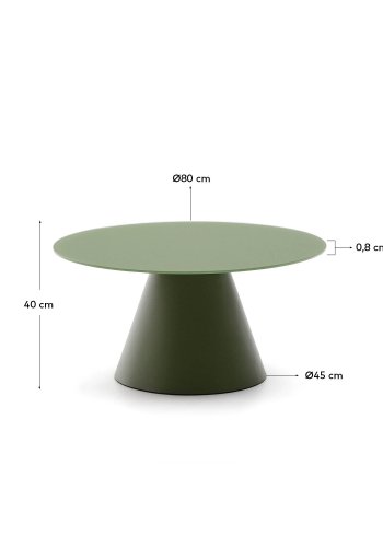 KAVE HOME Wilshire salongbord med frostet herdet glass og matt grnnmalt stlfinish.