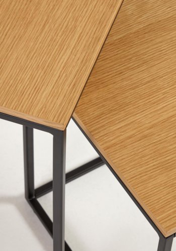 KAVE HOME Yoana sidebord, firkantet - naturlig eikefiner og svart jern (sett med 2)