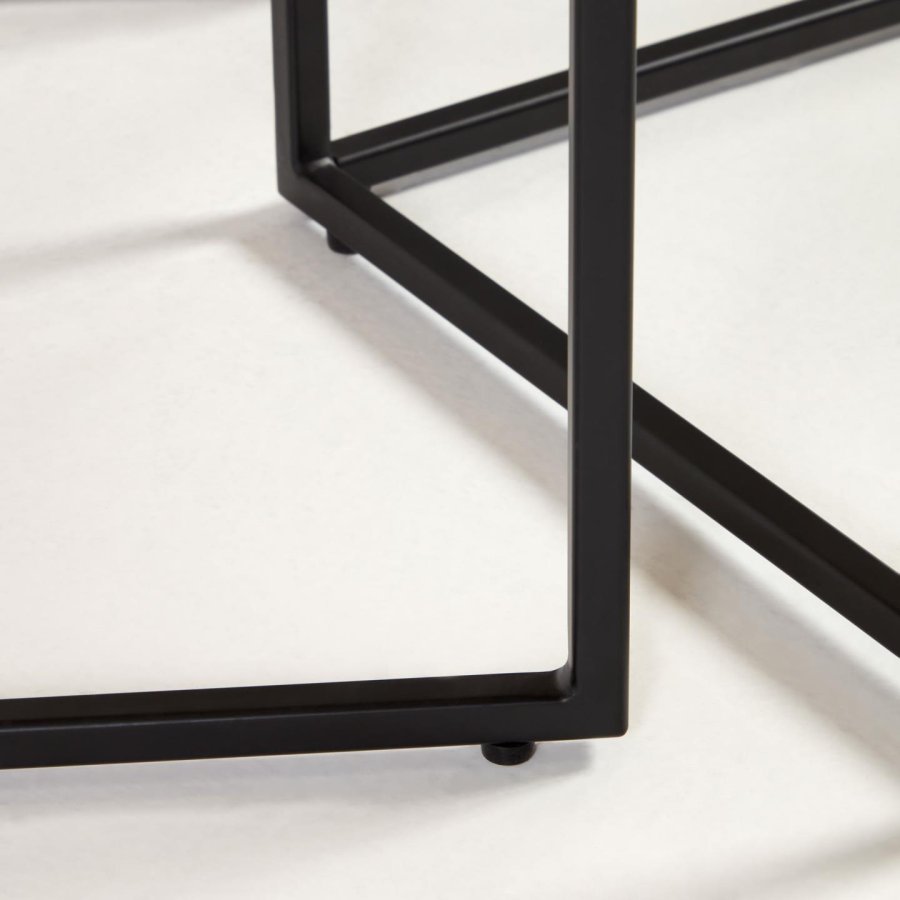 KAVE HOME Yoana sidebord, firkantet - naturlig eikefiner og svart jern (sett med 2)