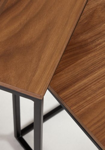 KAVE HOME Yoana sidebord, firkantet - brun valnttfinish og svart jern (sett med 2)