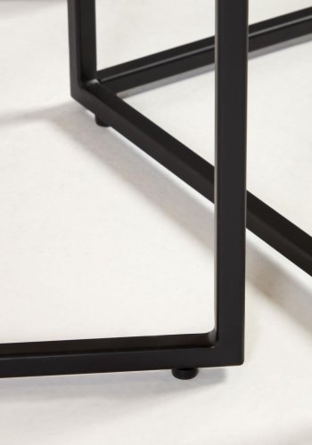 KAVE HOME Yoana sidebord, firkantet - brun valnttfinish og svart jern (sett med 2)