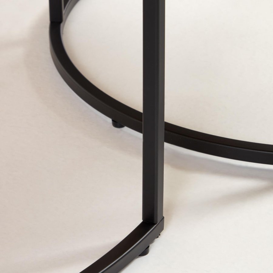 KAVE HOME Yoana sidebord, runde - naturlig eikefiner og svart jern (sett med 2)