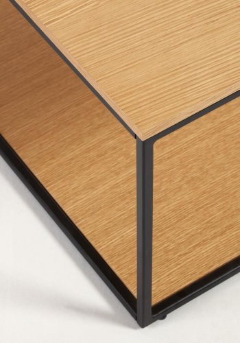 KAVE HOME Yoana sofabord, m. 1 nederste hylle - naturlig eikefiner og svart jern (110x60)