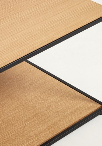 KAVE HOME Yoana sofabord, m. 1 nederste hylle - naturlig eikefiner og svart jern (110x60)