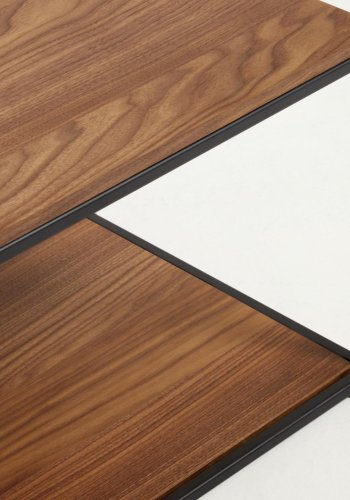 KAVE HOME Yoana sofabord, m. 1 nederste hylle - brun valnttfinish og svart jern (110x60)