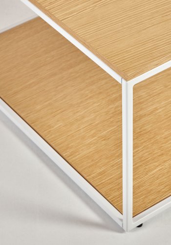 KAVE HOME Yoana sofabord, m. 1 nederste hylle - naturlig eikefiner og hvitt jern (110x60)
