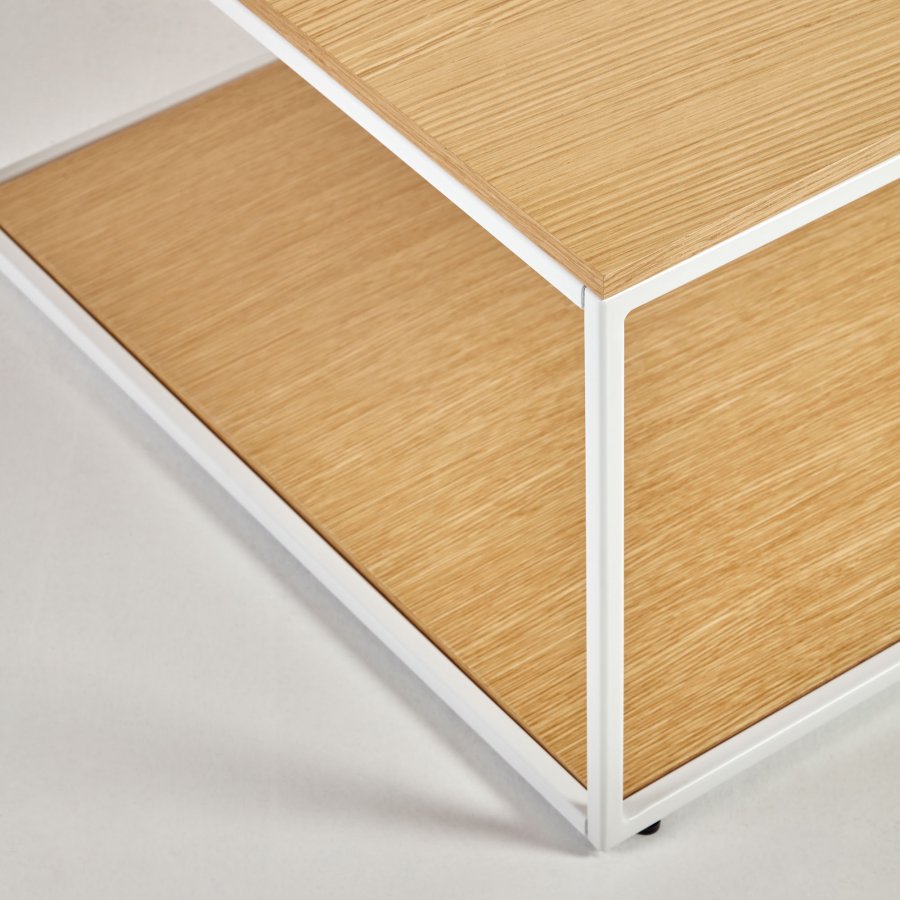 KAVE HOME Yoana sofabord, m. 1 nederste hylle - naturlig eikefiner og hvitt jern (110x60)