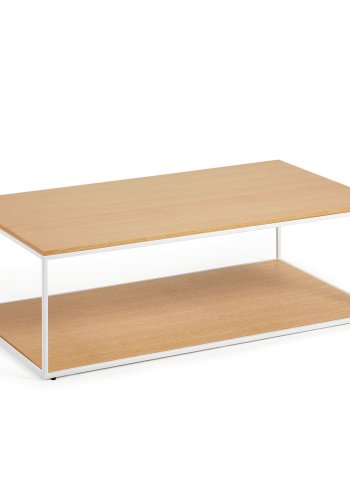 KAVE HOME Yoana sofabord, m. 1 nederste hylle - naturlig eikefiner og hvitt jern (110x60)