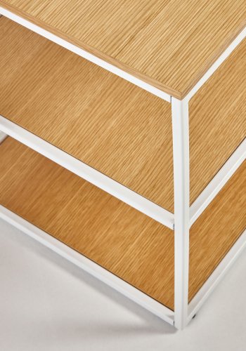 KAVE HOME Yoana TV-bord, m. 2 hyllplan - naturlig ekfanér och vitt järn (160x40)