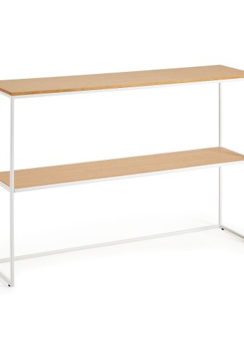 KAVE HOME Yoana konsollbord, m. 1 hylle - naturlig eikefiner og hvitt jern (120x30)