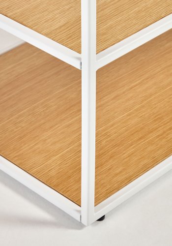 KAVE HOME Yoana TV-bord, m. 2 hyllplan - naturlig ekfanér och vitt järn (160x40)