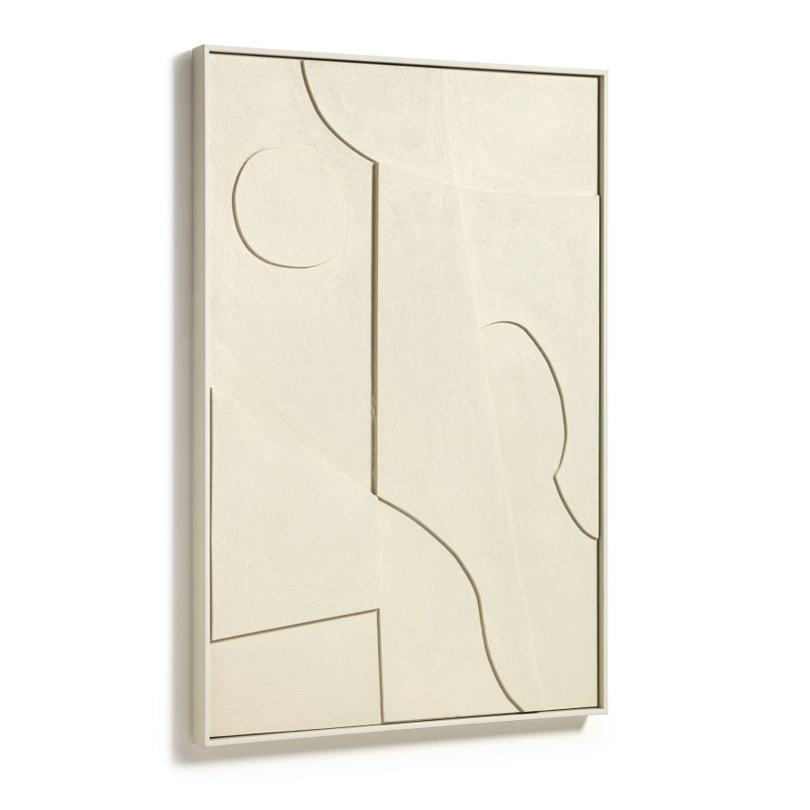 KAVE HOME Talin geometrisk bilde, rektangulrt - beige MDF (90x60)