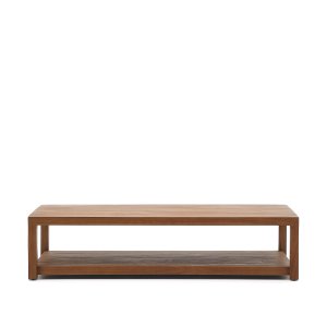 KAVE HOME Sashi soffbord, w. 1 hylla - naturligt teak (150x70)