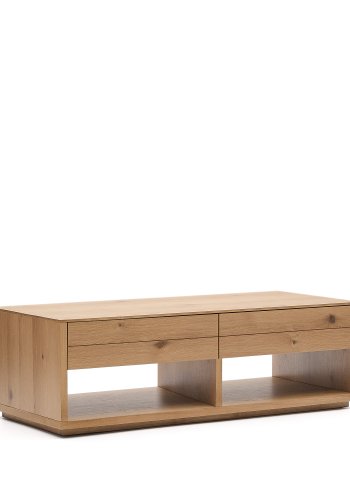 KAVE HOME Alguema salongbord 2 skuffer i eikefiner med naturlig overflate 140 x 60 cm