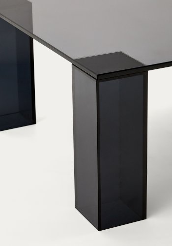 KAVE HOME Adularia mrkegrtt salongbord laget av herdet glass, 140 x 60 cm