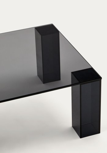 KAVE HOME Adularia mrkegrtt salongbord laget av herdet glass, 140 x 60 cm