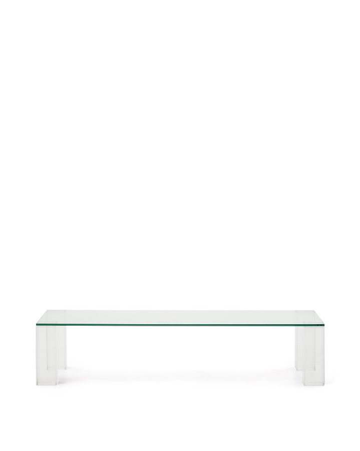KAVE HOME Adularia gjennomsiktig salongbord i herdet glass, 140 x 60 cm