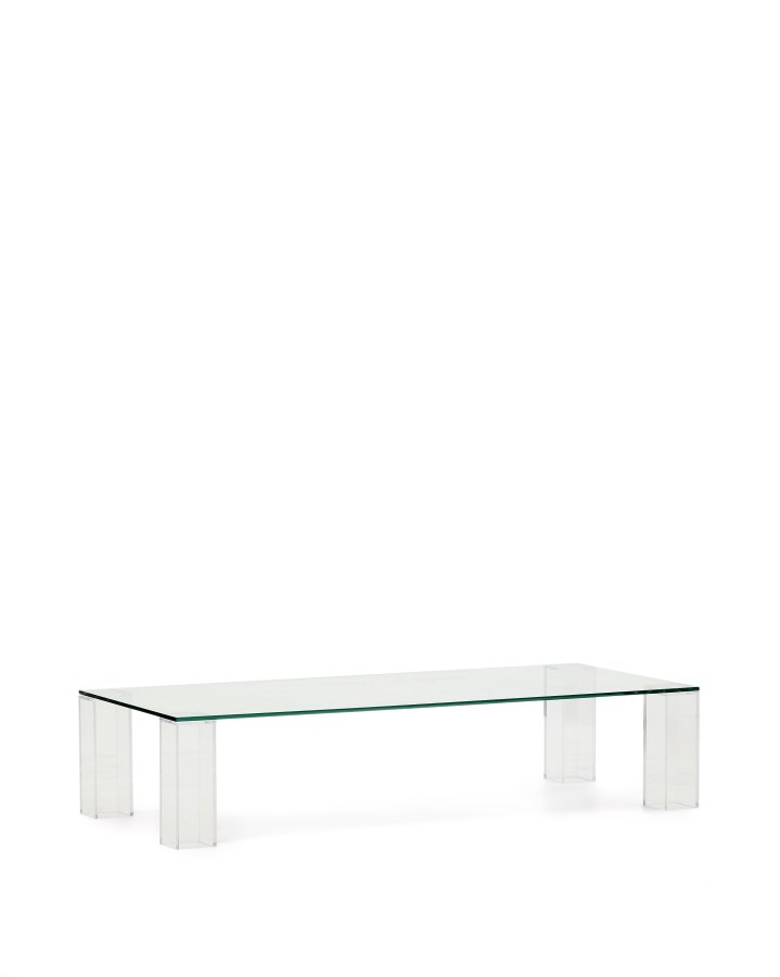 KAVE HOME Adularia gjennomsiktig salongbord i herdet glass, 140 x 60 cm