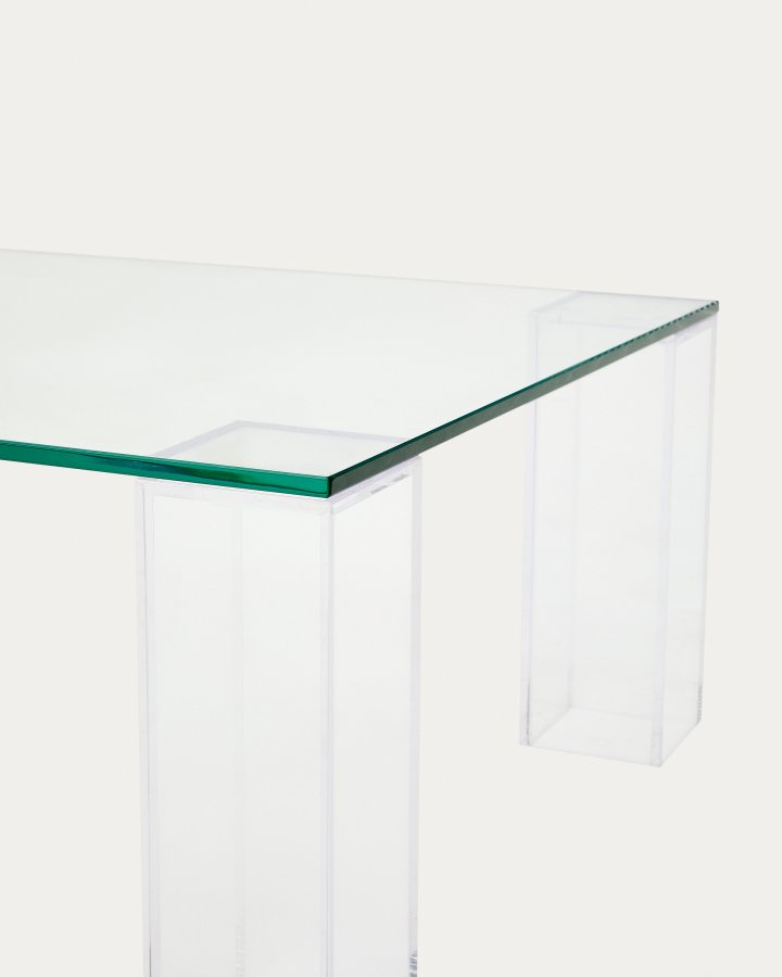 KAVE HOME Adularia gjennomsiktig salongbord i herdet glass, 140 x 60 cm