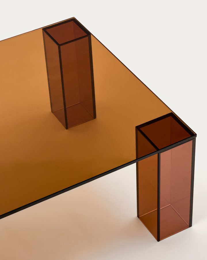 KAVE HOME Adularia brunt salongbord laget av herdet glass, 140 x 60 cm