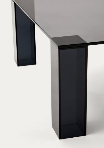 KAVE HOME Adularia mrkegrtt sidebord i herdet glass, 85 x 85 cm