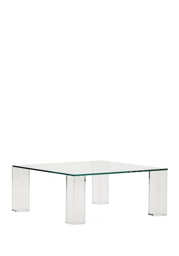 KAVE HOME Adularia sidebord i gjennomsiktig herdet glass, 85 x 85 cm