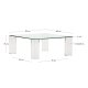 KAVE HOME Adularia sidebord i gjennomsiktig herdet glass, 85 x 85 cm