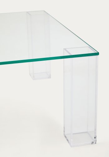 KAVE HOME Adularia sidebord i gjennomsiktig herdet glass, 85 x 85 cm