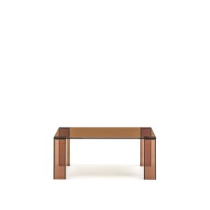 KAVE HOME Adularia sidebord, kvadratisk - brun hrdet glas (85x85)