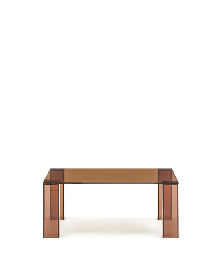 KAVE HOME Adularia brunt sidebord laget av herdet glass, 85 x 85 cm