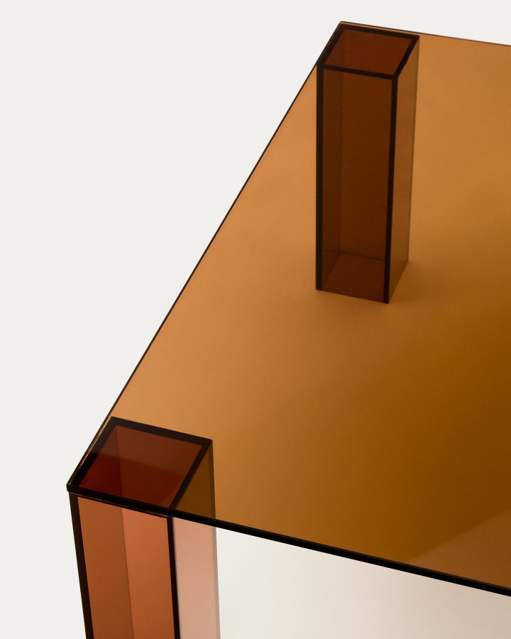 KAVE HOME Adularia brunt sidebord laget av herdet glass, 85 x 85 cm