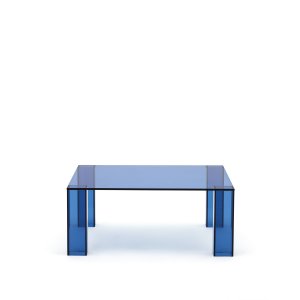 KAVE HOME Adularia sidebord, kvadratisk - bl hrdet glas (85x85)