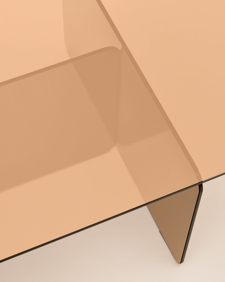 KAVE HOME Zaren brunt salongbord laget av herdet glass, 120 x 60 cm