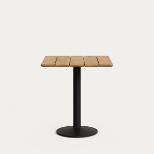 KAVE HOME Saura havebord, kvadratisk - natur akacietr og sort metal (70x70x75)