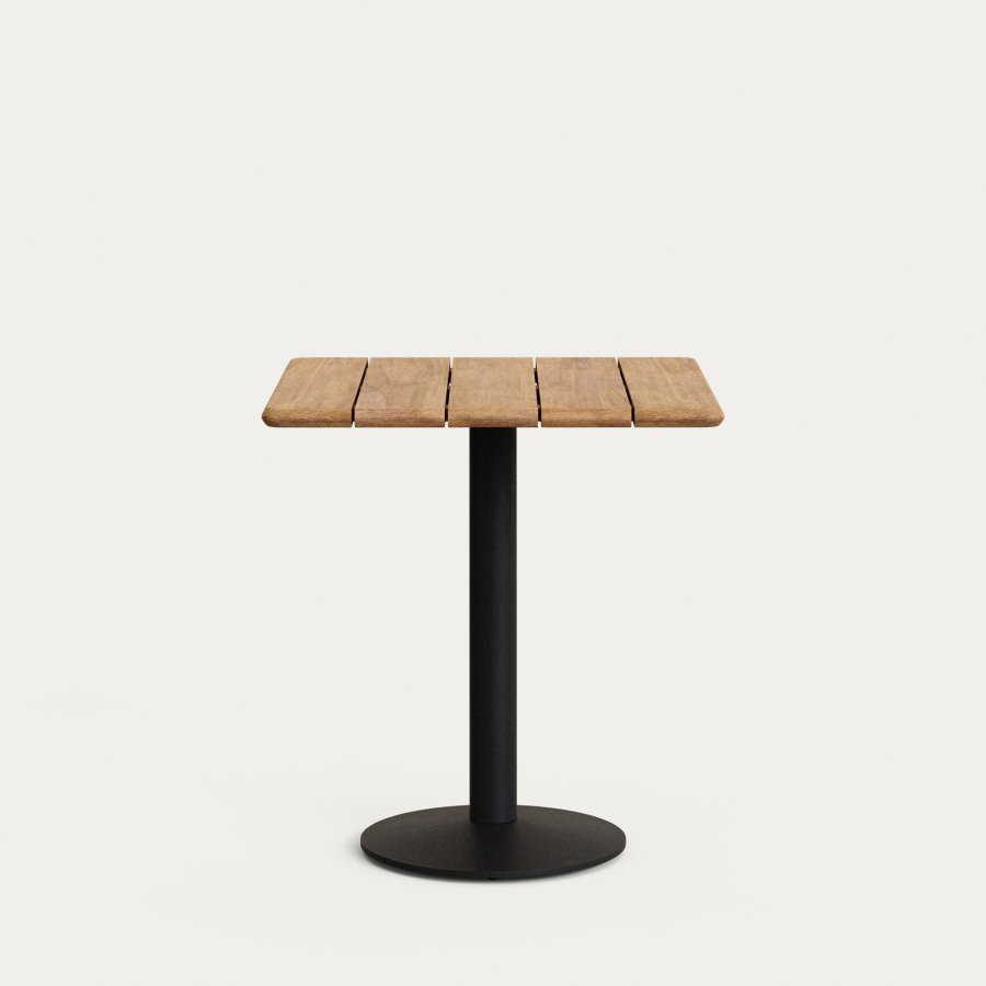 KAVE HOME Saura bord med naturlig akasieplate og svart metallbase 70x70x75cm