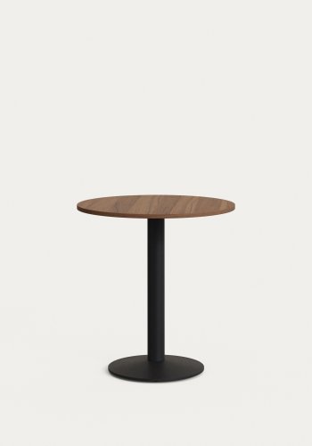 KAVE HOME Esilda salongbord, rundt - valnttfinish melamin og svart metall (70)