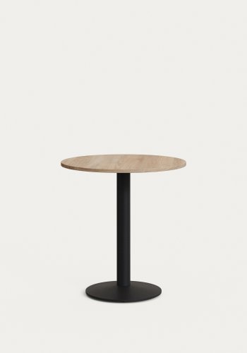 KAVE HOME Esilda salongbord, rundt - naturlig finish melamin og sort metall (70)