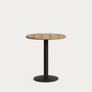 KAVE HOME Saura havebord, rund - natur akacietr og sort metal (70x75)
