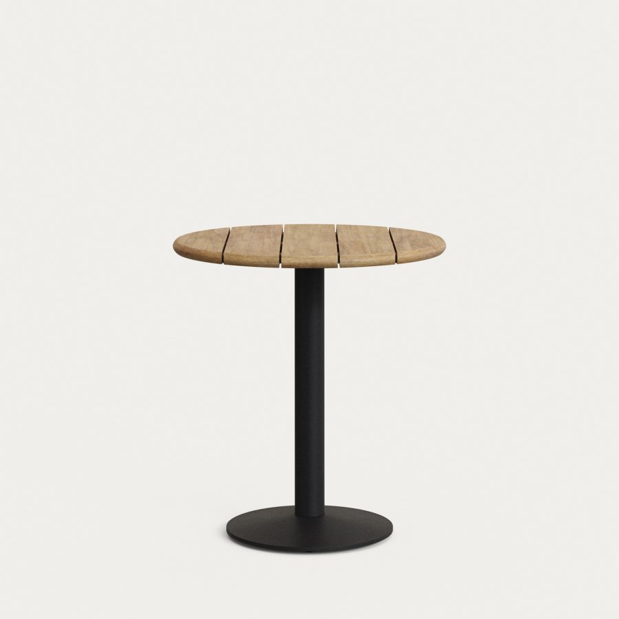 KAVE HOME Saura-bord med naturlig akasieplate og svart metallbase 70x75 cm