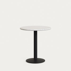 KAVE HOME Saura havebord, rund - hvid terrazzo og sort metal (70x75)
