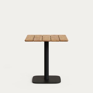 KAVE HOME Saura havebord, kvadratisk - natur akacietr og sort metal (70x70x74)