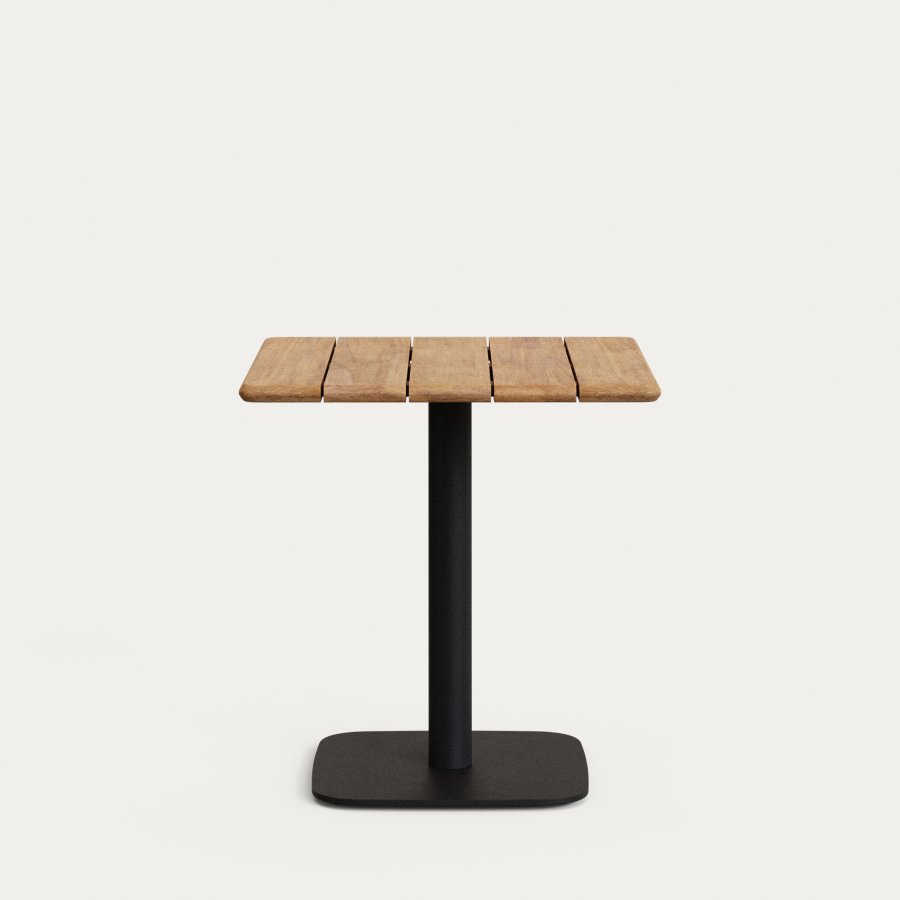 KAVE HOME Saura bord med naturlig akasieplate og svart metallbase 70x70x74cm