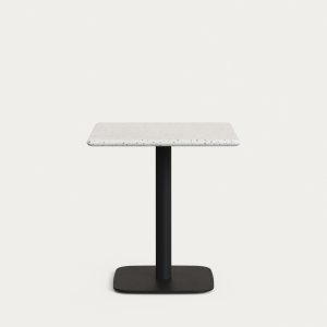 KAVE HOME Saura havebord, kvadratisk - hvid terrazzo og sort metal (70x70x74)