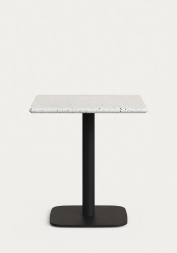 KAVE HOME Saura barbord i svartmalt metall med hvit terrazzoplate, 70 x 70 x 74 cm