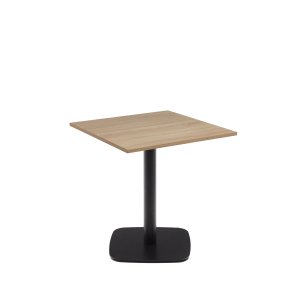 KAVE HOME Dina bord i valnötsfinish melamin med metallben i svartmlad finish, 70 x 70 x 7