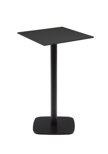 KAVE HOME Dina hyt utendrs barbord, firkantet - svart HPL og svart metall (60x60x96)