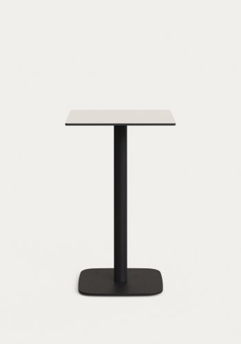 KAVE HOME Dina hyt utendrs barbord, firkantet - hvit HPL og svart metall (60x60x96)