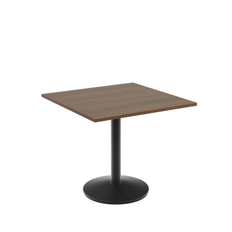 KAVE HOME Esilda salongbord, firkantet - valnttfinish melamin og svart metall (90x90)